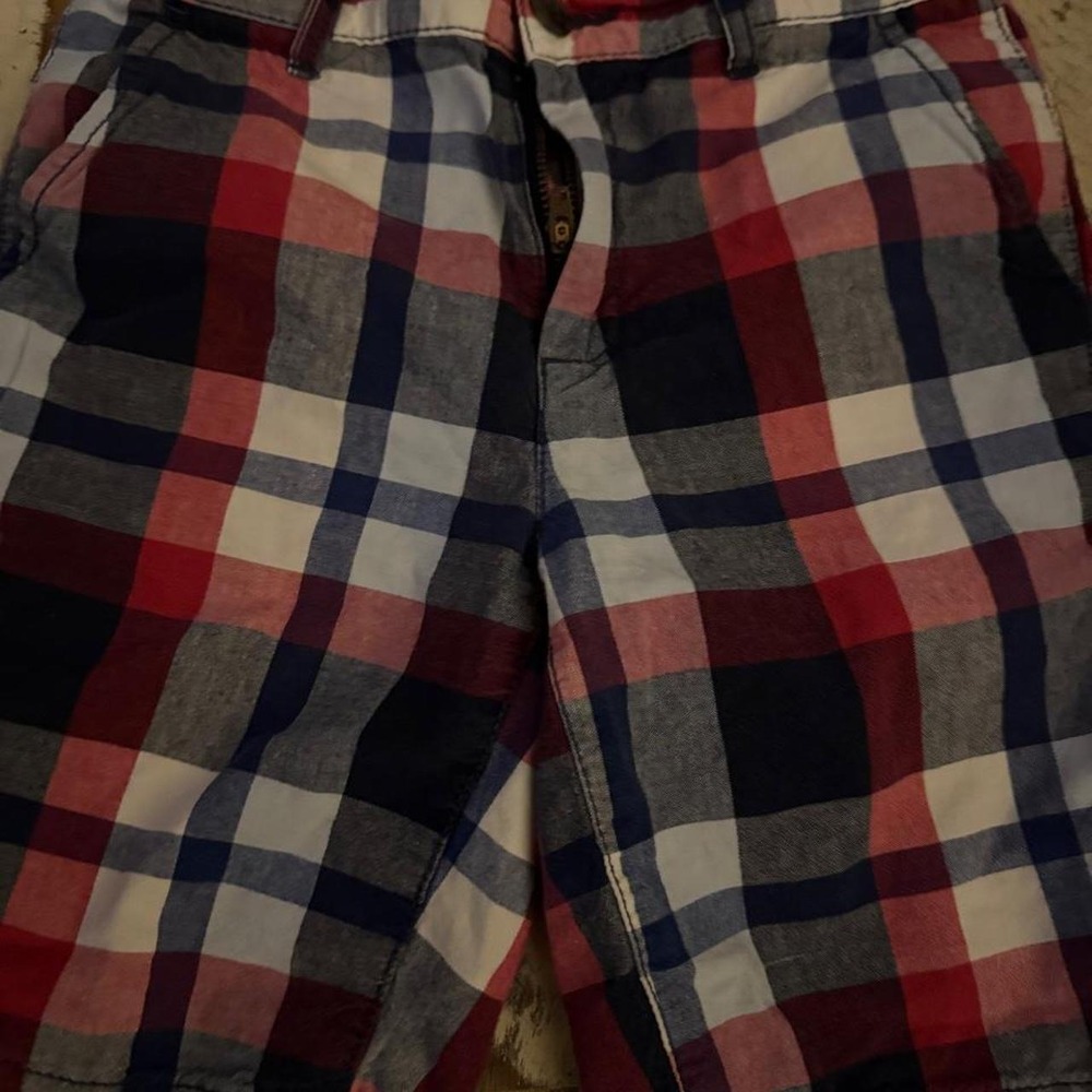 The Childrens Place Boys Plaid Chino Shorts Red White Blue Size 8